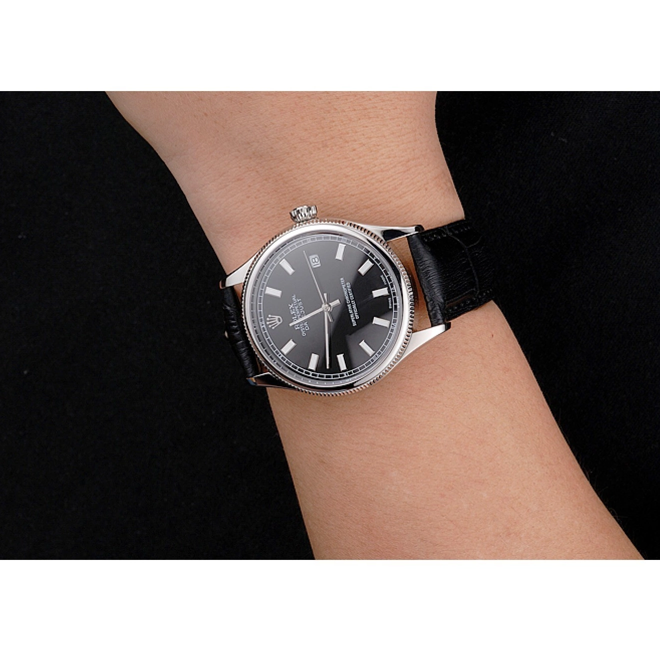 Aaa replica watch Stainless Swiss And Bracelet Rolex Black Datejust Steel Case Dial 0706